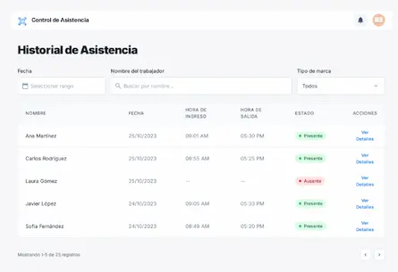 Aplicación de control de asistencia