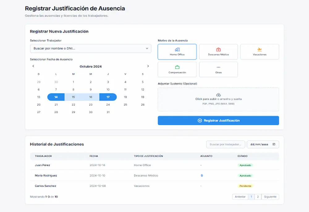 Aplicación de control de ausencias