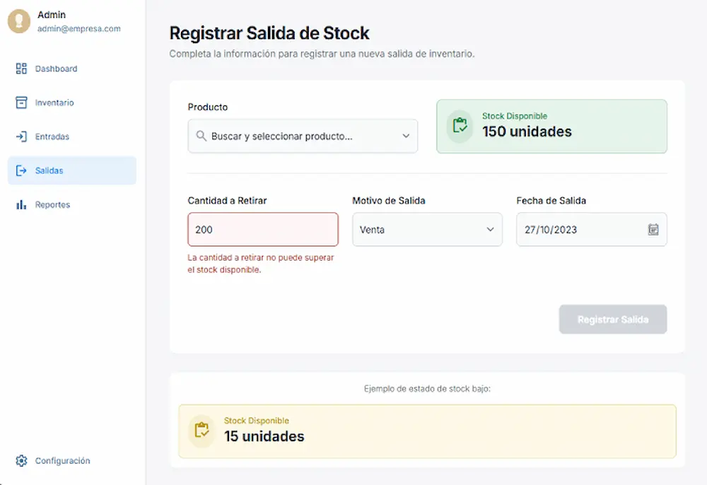 Aplicación de gestión de inventario