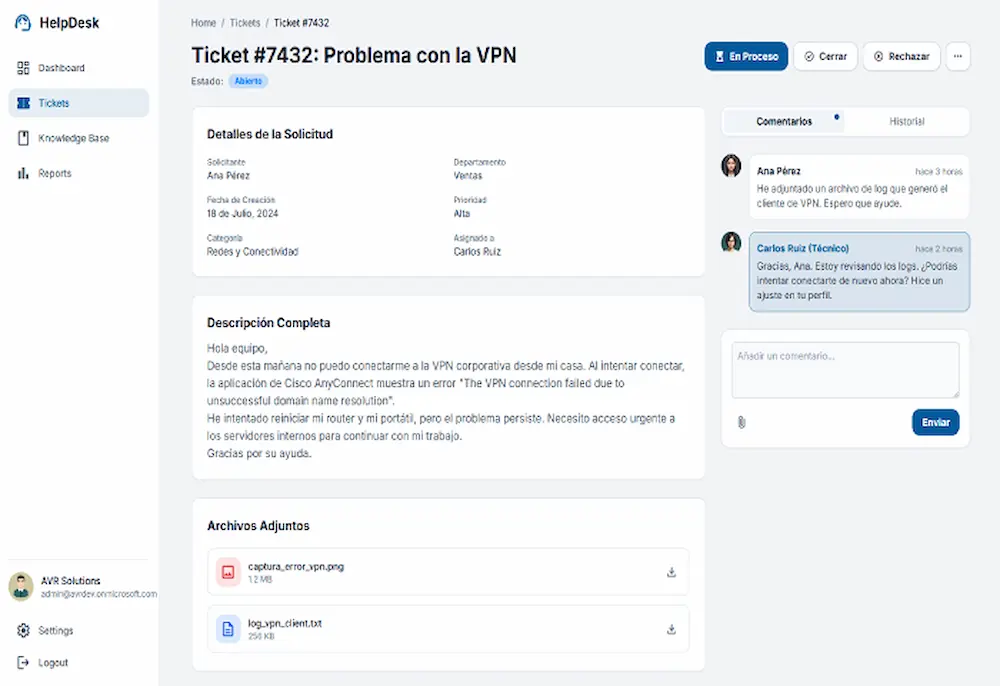 Aplicación de gestión de solicitudes internas (Help Desk)